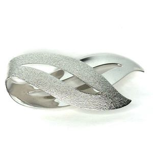 VTG SARAH COVENTRY 1960 Silvertone “Satin Flame” 3” Brooch Pin